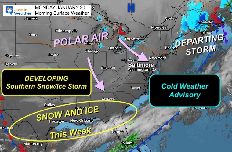 January 20 Weather Cold Weather Advisory And Gulf Coast Snowstorm