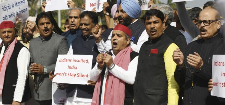 Opposition lawmakers protest alleged mistreatment of Indian deportees by US